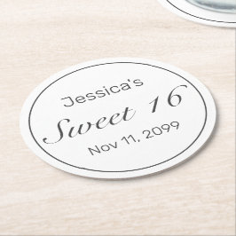 Posavasos Redondo De Papel Dulce negro blanco Minimalista moderno 16