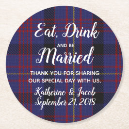 Posavasos Redondo De Papel Dundonald Plaid Wedding Favor de la escayola de pa