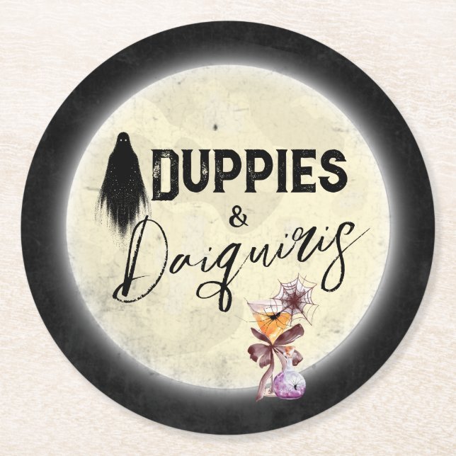Posavasos Redondo De Papel Duppies y Daiquiris Halloween Papelera (Anverso)