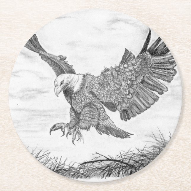 Posavasos Redondo De Papel Eagle Landing (Anverso)