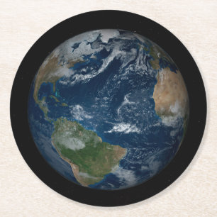 Posavasos Redondo De Papel Earth With Clouds And Sea Ice