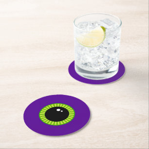 Posavasos Redondo De Papel Ébola divertida verde y morada de los monstruos