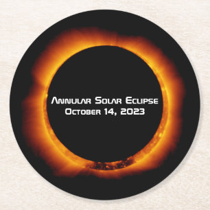 Posavasos Redondo De Papel Eclipse solar anual de 2023