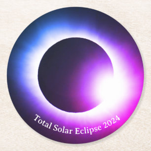 Posavasos Redondo De Papel Eclipse solar total 8 de abril de 2024 sol de la l