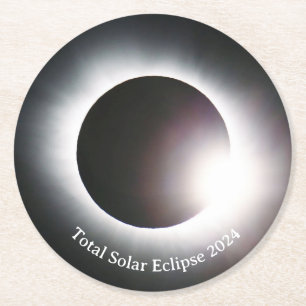 Posavasos Redondo De Papel Eclipse solar total 8 de abril de 2024 sol de la l