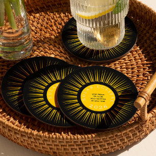 Posavasos Redondo De Papel Eclipse solar total de 2026 texto personalizado