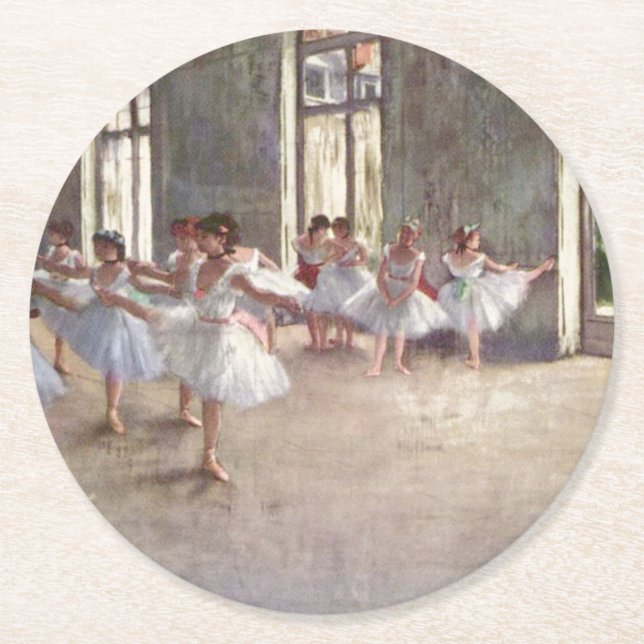 Posavasos Redondo De Papel Edgar Degas| El ensayo del ballet (Anverso)
