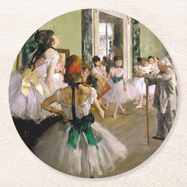 Posavasos Redondo De Papel Edgar Degas La Clase De Baile (Anverso)
