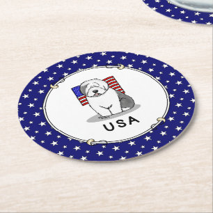 Posavasos Redondo De Papel EEUU Bandera Americana Vieja Oveja Inglesa (Gris 1