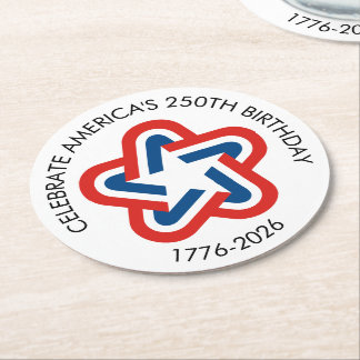 Posavasos Redondo De Papel El 250 cumpleaños de Estados Unidos - 1776-2026 Es