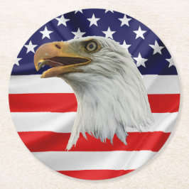 Posavasos Redondo De Papel El águila calva como un atractivo regalo patriótic