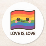 Posavasos Redondo De Papel El amor es amor - Kawaii Rainbow Design<br><div class="desc">Celebra el amor en todos los colores con este adorable diseño arcoiris al estilo Kawaii que incluye la frase "El amor es amor". ¡Dulce,  audaz y lleno de orgullo!</div>