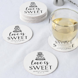 Posavasos Redondo De Papel El amor es dulce | Pastel Boda