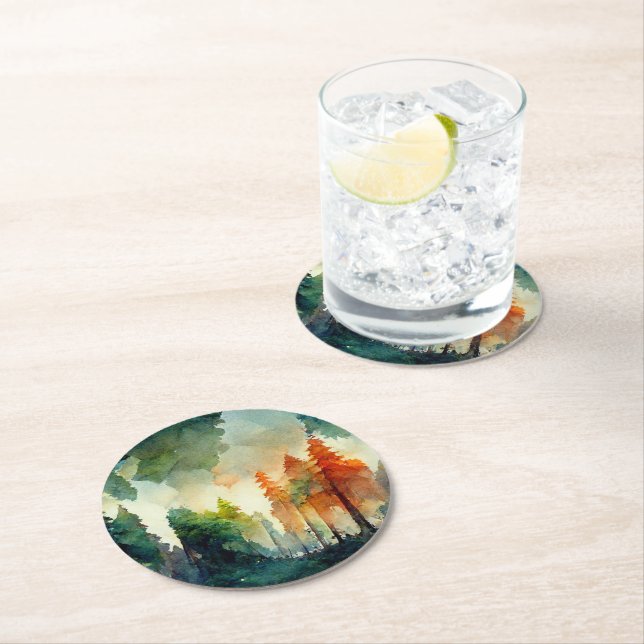 Posavasos Redondo De Papel El bosque (naturaleza) (In situ)