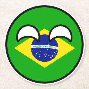 Posavasos Redondo De Papel El Brasil Geeky que tiende divertido Countryball