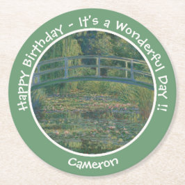 Posavasos Redondo De Papel El estanque de lirio de agua de Monet y los Fiesta