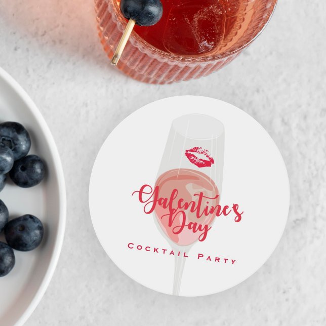 Posavasos Redondo De Papel El Fiesta galentino acuarela rosada rosada (Subido por el creador)