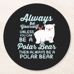 Posavasos Redondo De Papel El Hielo Cubierto Lleva Un Oso Polar