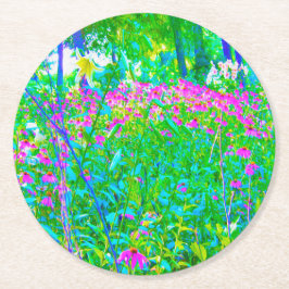 Posavasos Redondo De Papel El impresionante paisaje del jardín azul Aqua