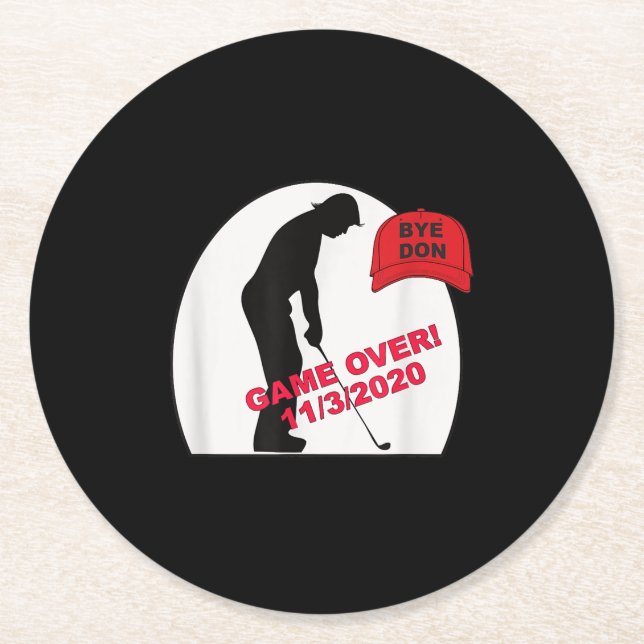 Posavasos Redondo De Papel El juego de golf terminó con la divertida anti-Tru (Anverso)