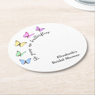 Posavasos Redondo De Papel Él Me Da Mariposas Despedida de Soltera