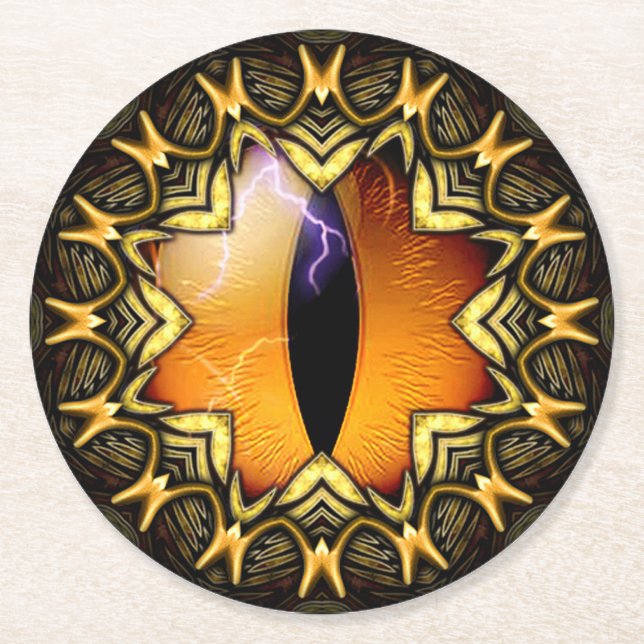Posavasos Redondo De Papel El ojo del dragón dorado (Anverso)