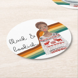 Posavasos Redondo De Papel El pelo largo y corto del libro negro