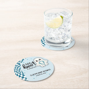 Posavasos Redondo De Papel El pequeño fantasma azul casi se debe a Baby Showe