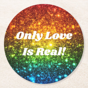 Posavasos Redondo De Papel El Purpurina Astral Arcoiris sólo el amor es real
