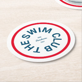 Posavasos Redondo De Papel El Swim Club Blue Escudo Red Stripe