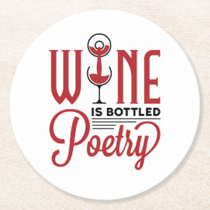 Posavasos Redondo De Papel El vino es poesía embotellada