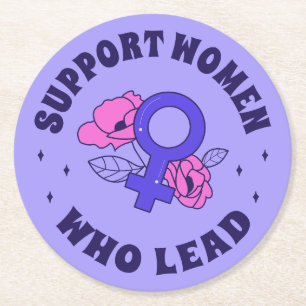 Posavasos Redondo De Papel Elecciones feministas - Apoyamos a las mujeres que