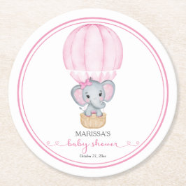Posavasos Redondo De Papel Elefante Rosa Bebé Chica Ducha