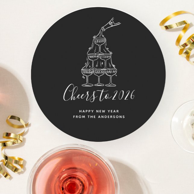 Posavasos Redondo De Papel Elegant Black New Years Eve Party Paper Plate (Subido por el creador)