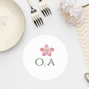 Posavasos Redondo De Papel Elegant Botanical Wedding Monogram Coaster