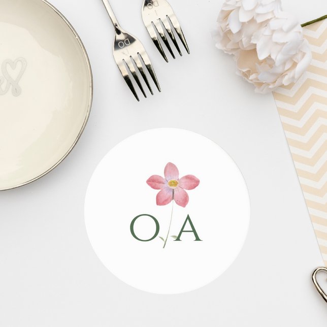 Posavasos Redondo De Papel Elegant Botanical Wedding Monogram Coaster (Subido por el creador)