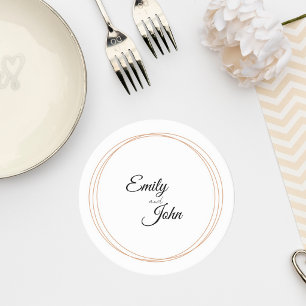 Posavasos Redondo De Papel Elegant Minimalist Wedding Coaster