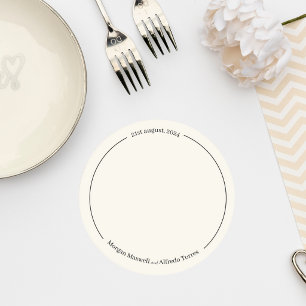 Posavasos Redondo De Papel Elegant Minimalist Wedding Coaster