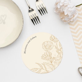 Posavasos Redondo De Papel Elegant Neutral Floral Wedding Coaster