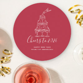 Posavasos Redondo De Papel Elegant Red New Years Eve Party Paper Plate