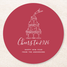 Posavasos Redondo De Papel Elegant Red New Years Eve Party Paper Plate