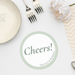 Posavasos Redondo De Papel Elegant Sage Green Minimalist Wedding Coaster