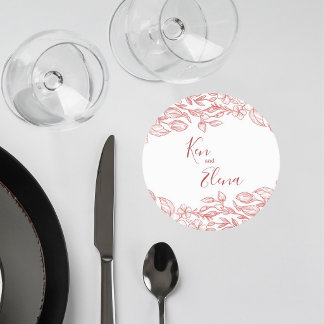 Posavasos Redondo De Papel Elegant Terracotta Floral Wedding Coaster