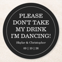 Posavasos Redondo De Papel Elegante Boda blanco y blanco