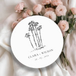 Posavasos Redondo De Papel Elegante Boda de esbozo de árbol de palmas tropica<br><div class="desc">Para cualquier personalización adicional o cualquier otro elemento que coincida,  no dude en ponerse en contacto conmigo en yellowfebstudio@gmail.com</div>