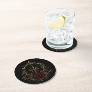Posavasos Redondo De Papel Elegante Coaster de Boda Gótica Oscura