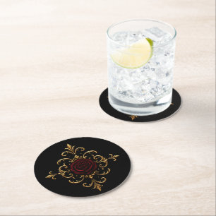 Posavasos Redondo De Papel Elegante Coaster de Boda Gótica Oscura