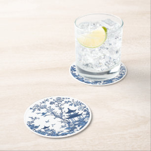 Posavasos Redondo De Papel Elegante estilo sencillo estilo chinoiserie Blue W