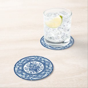 Posavasos Redondo De Papel Elegante estilo sencillo estilo chinoiserie Blue W