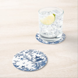 Posavasos Redondo De Papel Elegante estilo sencillo estilo chinoiserie Blue W